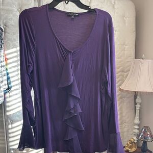 Cable & Gauge Deep Purple Ruffle Blouse